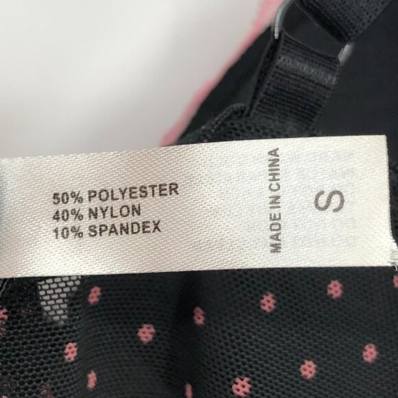 Donna L'oren Gold Label Black Pink Polka Lace Babydoll Cami Lingerie Bra Top S - Picture 4 of 12